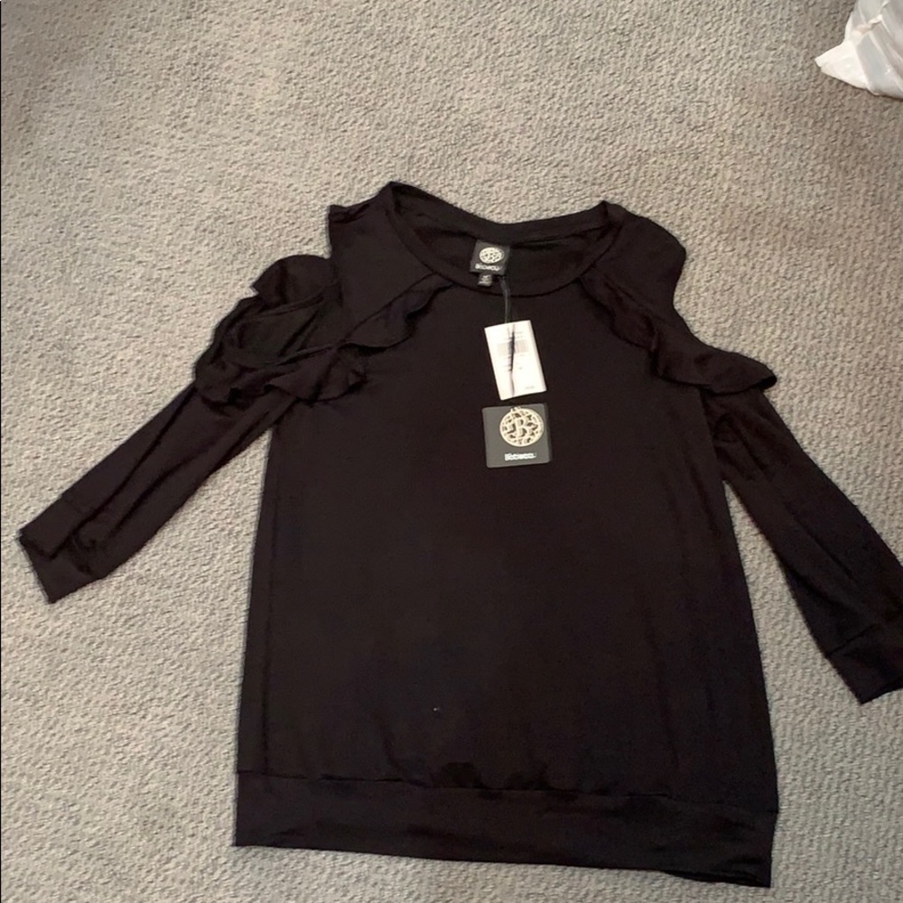 NWT Black open shoulder top